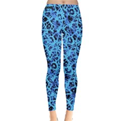 Officially Sexy Baby Blue & Black Cracked Pattern Leggings 