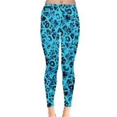 Officially Sexy Sky Blue & Black Cracked Pattern Leggings  by OfficiallySexy