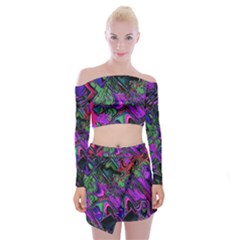 Neon Aquarium Off Shoulder Top With Mini Skirt Set by MRNStudios