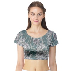 Seaweed Mandala Short Sleeve Crop Top by MRNStudios