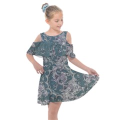 Seaweed Mandala Kids  Shoulder Cutout Chiffon Dress