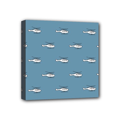 Cartoon Sketchy Helicopter Drawing Motif Pattern Mini Canvas 4  X 4  (stretched) by dflcprintsclothing