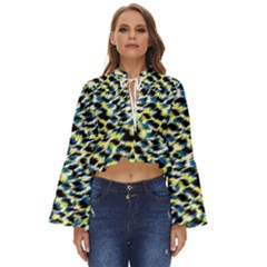 Digital Animal  Print Boho Long Bell Sleeve Top by Sparkle