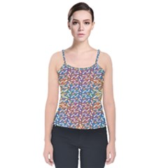 Colorful Flowers Velvet Spaghetti Strap Top by Sparkle