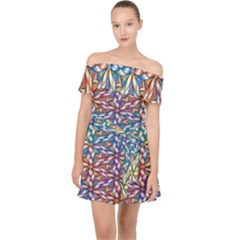 Colorful Flowers Off Shoulder Chiffon Dress by Sparkle