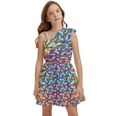 Colorful Flowers Kids  One Shoulder Party Dress by Sparkle