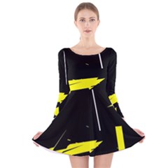 Abstract Pattern Long Sleeve Velvet Skater Dress by Sparkle