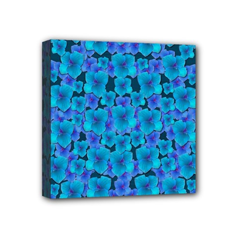 Blue In Bloom On Fauna A Joy For The Soul Decorative Mini Canvas 4  X 4  (stretched)