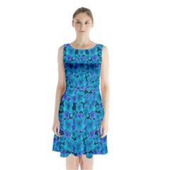 Blue In Bloom On Fauna A Joy For The Soul Decorative Sleeveless Waist Tie Chiffon Dress by pepitasart