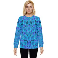 Blue In Bloom On Fauna A Joy For The Soul Decorative Hidden Pocket Sweatshirt by pepitasart