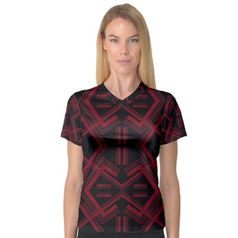 Abstract Pattern Geometric Backgrounds   V-neck Sport Mesh Tee by Eskimos