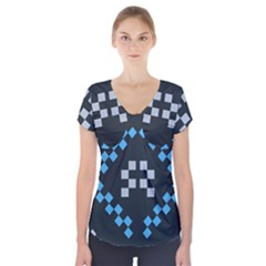 Abstract Pattern Geometric Backgrounds   Short Sleeve Front Detail Top by Eskimos