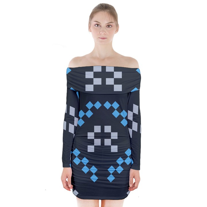 Abstract pattern geometric backgrounds   Long Sleeve Off Shoulder Dress