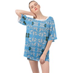 Folk Flowers Print Floral Pattern Ethnic Art Oversized Chiffon Top by Eskimos