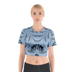 Folk Flowers Print Floral Pattern Ethnic Art Cotton Crop Top by Eskimos