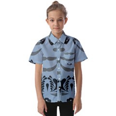 Folk Flowers Print Floral Pattern Ethnic Art Kids  Short Sleeve Shirt by Eskimos