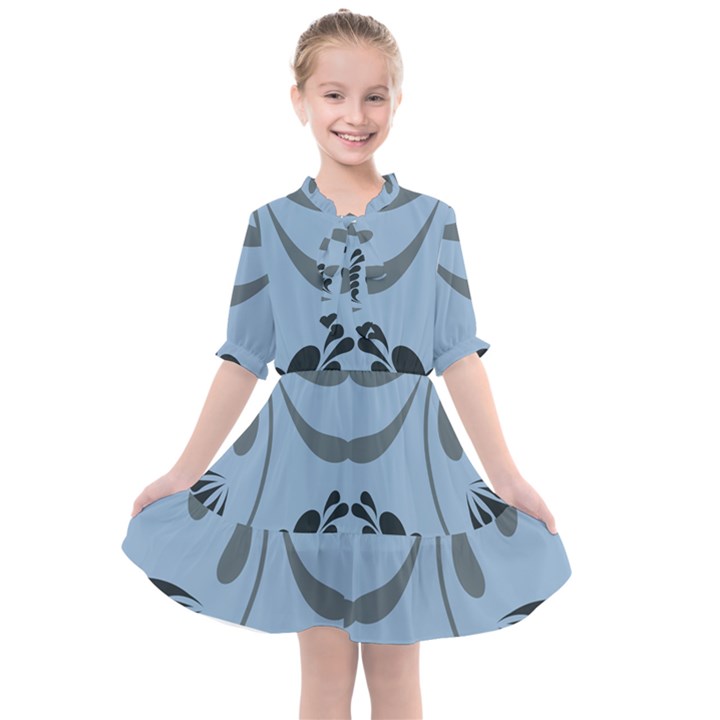 Folk flowers print Floral pattern Ethnic art Kids  All Frills Chiffon Dress