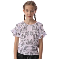 Folk Flowers Print Floral Pattern Ethnic Art Kids  Cut Out Flutter Sleeves by Eskimos