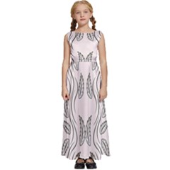 Folk Flowers Print Floral Pattern Ethnic Art Kids  Satin Sleeveless Maxi Dress by Eskimos