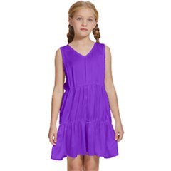 Color Blue Violet Kids  Sleeveless Tiered Mini Dress