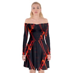 Officially Sexy Orange & Black Off Shoulder Skater Dress by OfficiallySexy