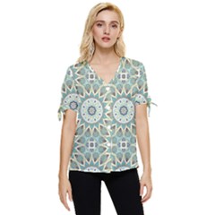 Mandala  Bow Sleeve Button Up Top by zappwaits