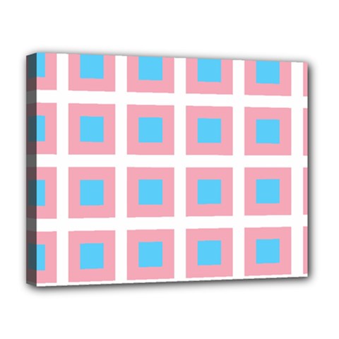 Trans Flag Squared Plaid Canvas 14  X 11  (stretched)