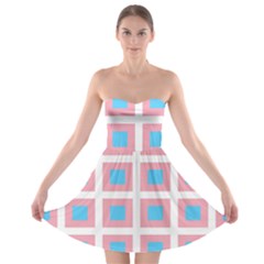 Trans Flag Squared Plaid Strapless Bra Top Dress by WetdryvacsLair