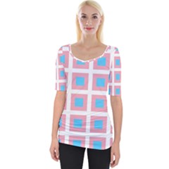 Trans Flag Squared Plaid Wide Neckline Tee