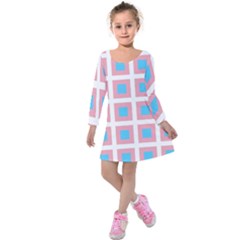 Trans Flag Squared Plaid Kids  Long Sleeve Velvet Dress by WetdryvacsLair