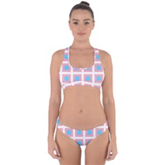 Trans Flag Squared Plaid Cross Back Hipster Bikini Set by WetdryvacsLair