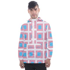 Trans Flag Squared Plaid Men s Front Pocket Pullover Windbreaker by WetdryvacsLair