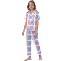 Trans Flag Squared Plaid Kids  Satin Short Sleeve Pajamas Set