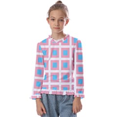 Trans Flag Squared Plaid Kids  Frill Detail Tee