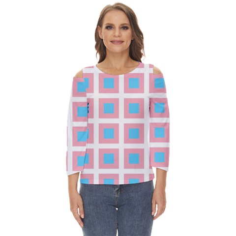 Trans Flag Squared Plaid Cut Out Wide Sleeve Top by WetdryvacsLair