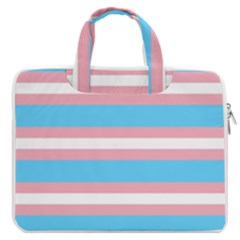 Trans Flag Stripes Macbook Pro13  Double Pocket Laptop Bag by WetdryvacsLair