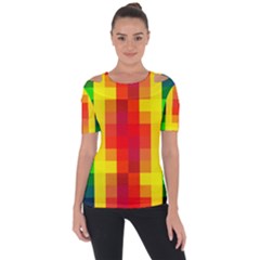 Pride Plaid Shoulder Cut Out Short Sleeve Top by WetdryvacsLair