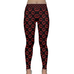 Red Lips Kiss Glitter Classic Yoga Leggings by idjy