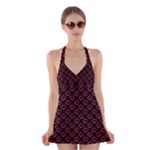 Red Lips Kiss Glitter Halter Dress Swimsuit 