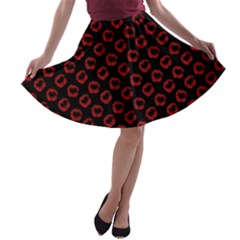 Red Lips Kiss Glitter A-line Skater Skirt by idjy