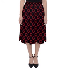 Red Lips Kiss Glitter Classic Midi Skirt by idjy