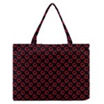 Red Lips Kiss Glitter Zipper Medium Tote Bag