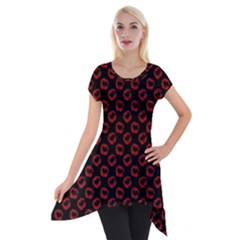 Red Lips Kiss Glitter Short Sleeve Side Drop Tunic by idjy