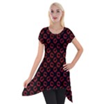 Red Lips Kiss Glitter Short Sleeve Side Drop Tunic