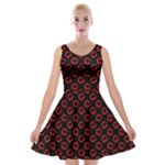 Red Lips Kiss Glitter Velvet Skater Dress