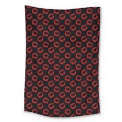 Red Lips Kiss Glitter Large Tapestry by idjy