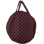 Red Lips Kiss Glitter Giant Round Zipper Tote