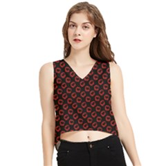 Red Lips Kiss Glitter V-neck Cropped Tank Top