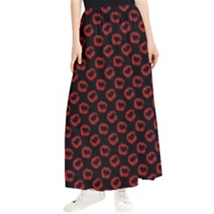 Red Lips Kiss Glitter Maxi Chiffon Skirt by idjy