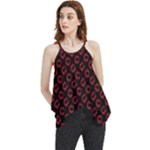 Red Lips Kiss Glitter Flowy Camisole Tank Top